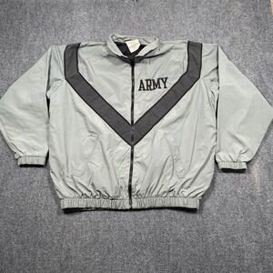 Large Regular - Army IPFU PT Physical Fitness Gray Zip Windbreaker Jacket